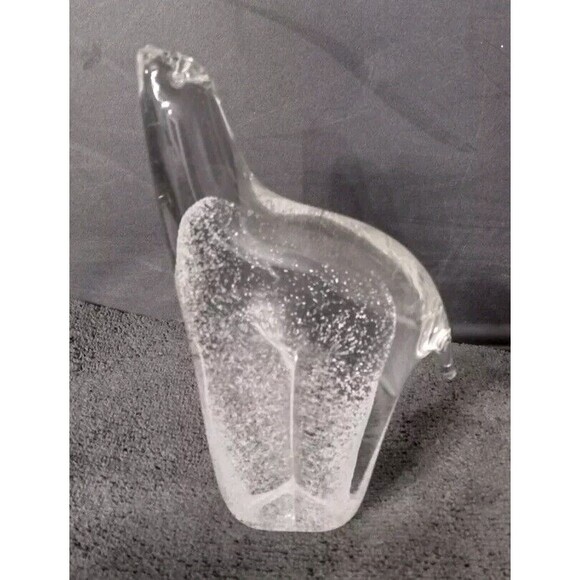 Art Glass Polar Bear Paperweight Sweden Clear Controlled Small Bubbles - Picture 6 of 8